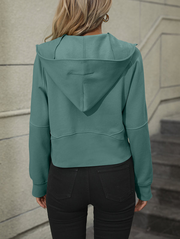 Selena Zip-Up Raglan Sleeve Hoodie with Pocket