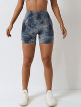 Jocelyn Tie Dye Wide Waistband Slim Fit Sports Shorts
