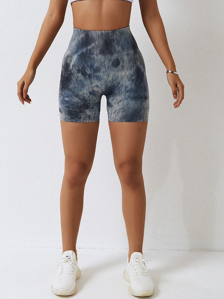 Jocelyn Tie Dye Wide Waistband Slim Fit Sports Shorts