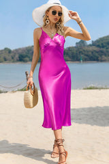 Zendaya Spaghetti Strap Satin Midi Dress