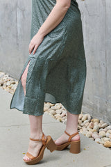 Ariana Full Size Satin Midi Slit Dress