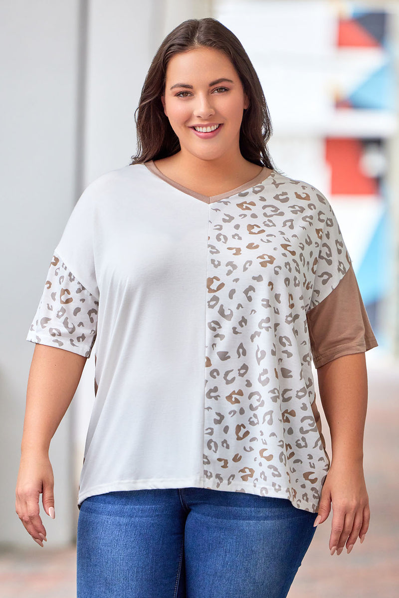 Lucy Plus Size Leopard V-Neck T-Shirt