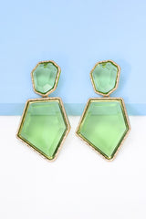 Luisa Geometrical Shape Zinc Alloy Frame Resin Dangle Earrings