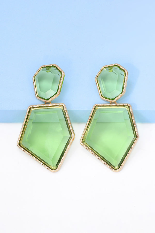 Luisa Geometrical Shape Zinc Alloy Frame Resin Dangle Earrings