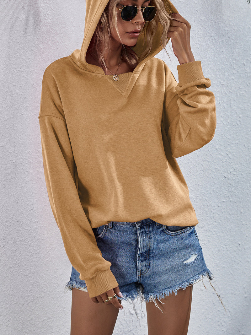 Viola Dropped Shoulder Slit Hoodie
