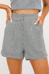 Adeline Black and White Houndstooth Print Shorts