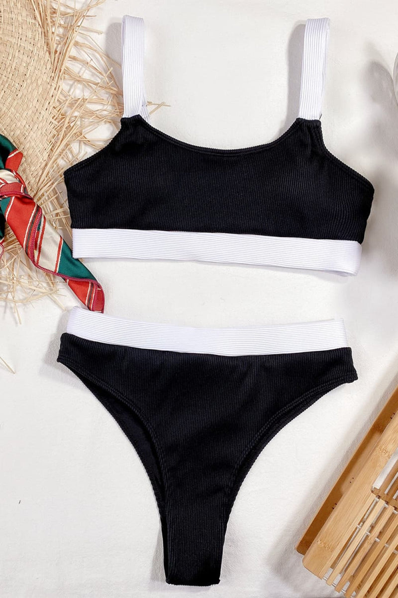 Leona Color Block Scoop Neck Bikini Set