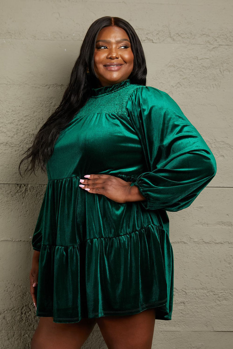 Ariella Full Size Velvet Tiered Dress
