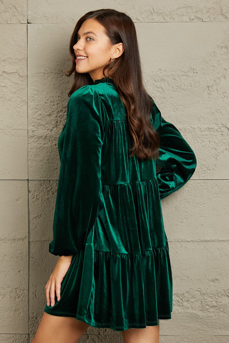 Ariella Full Size Velvet Tiered Dress