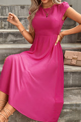 Anna Tie Back Cutout Round Neck Split Dress
