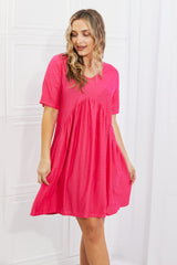 Veronica Swiss Dot Casual Dress in Fuchsia