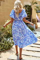 Maeve Floral Square Neck Tiered Midi Dress