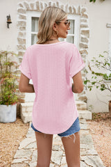 Nala Full Size Round Neck Eyelet Short Sleeve Top