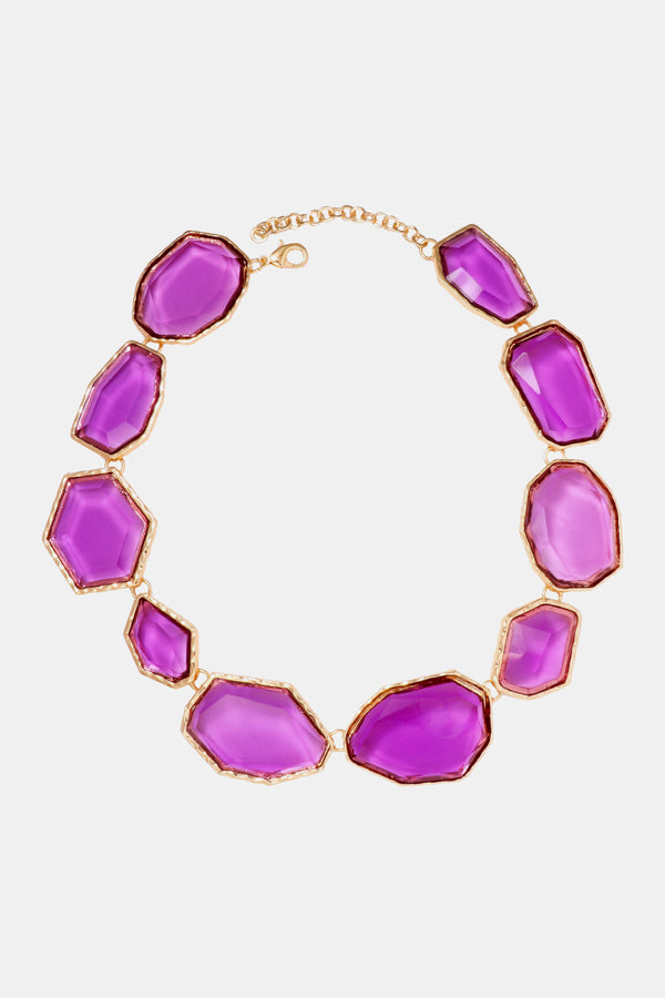 Kathryn Geometrical Shape Zinc Alloy Frame Resin Necklace