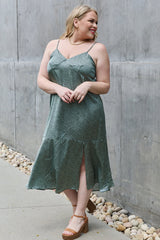 Ariana Full Size Satin Midi Slit Dress