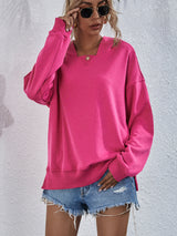 Viola Dropped Shoulder Slit Hoodie