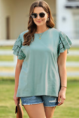 Allie Plus Size Butterfly Sleeve Round Neck Top