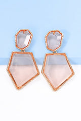 Luisa Geometrical Shape Zinc Alloy Frame Resin Dangle Earrings