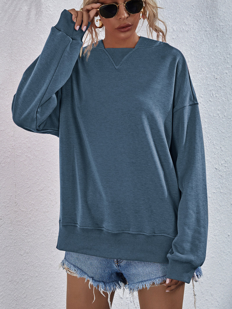 Viola Dropped Shoulder Slit Hoodie