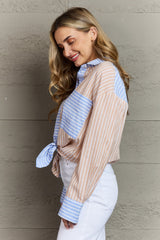 Elizabeth Striped Multicolored Button Down Top