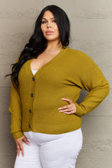 Zenana Full Size Button Down Cardigan in Chartreuse