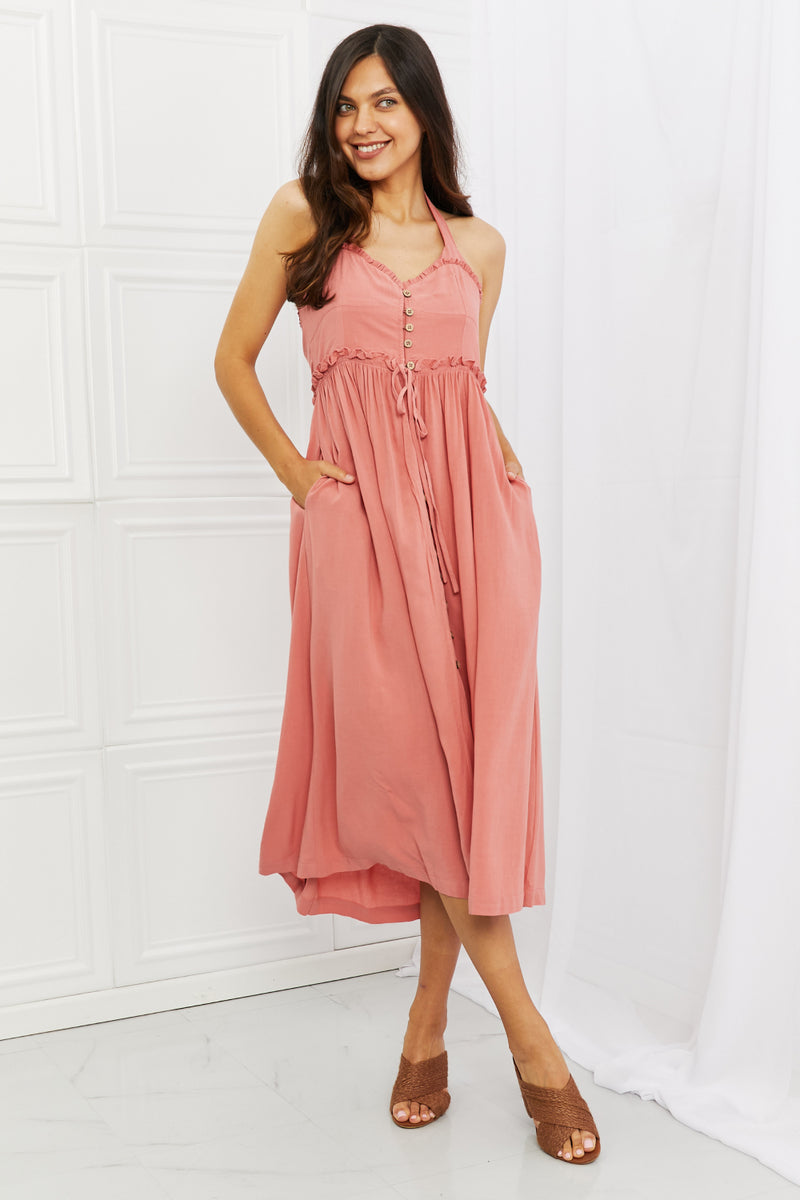 Reese Soft & Dainty Midi Dress in French Rose