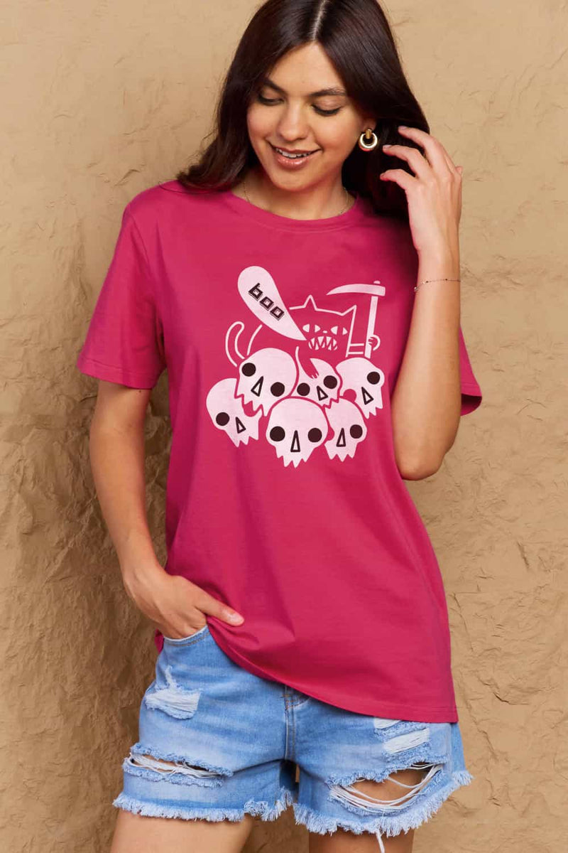 Priscilla Full Size Graphic BOO Cotton T-Shirt