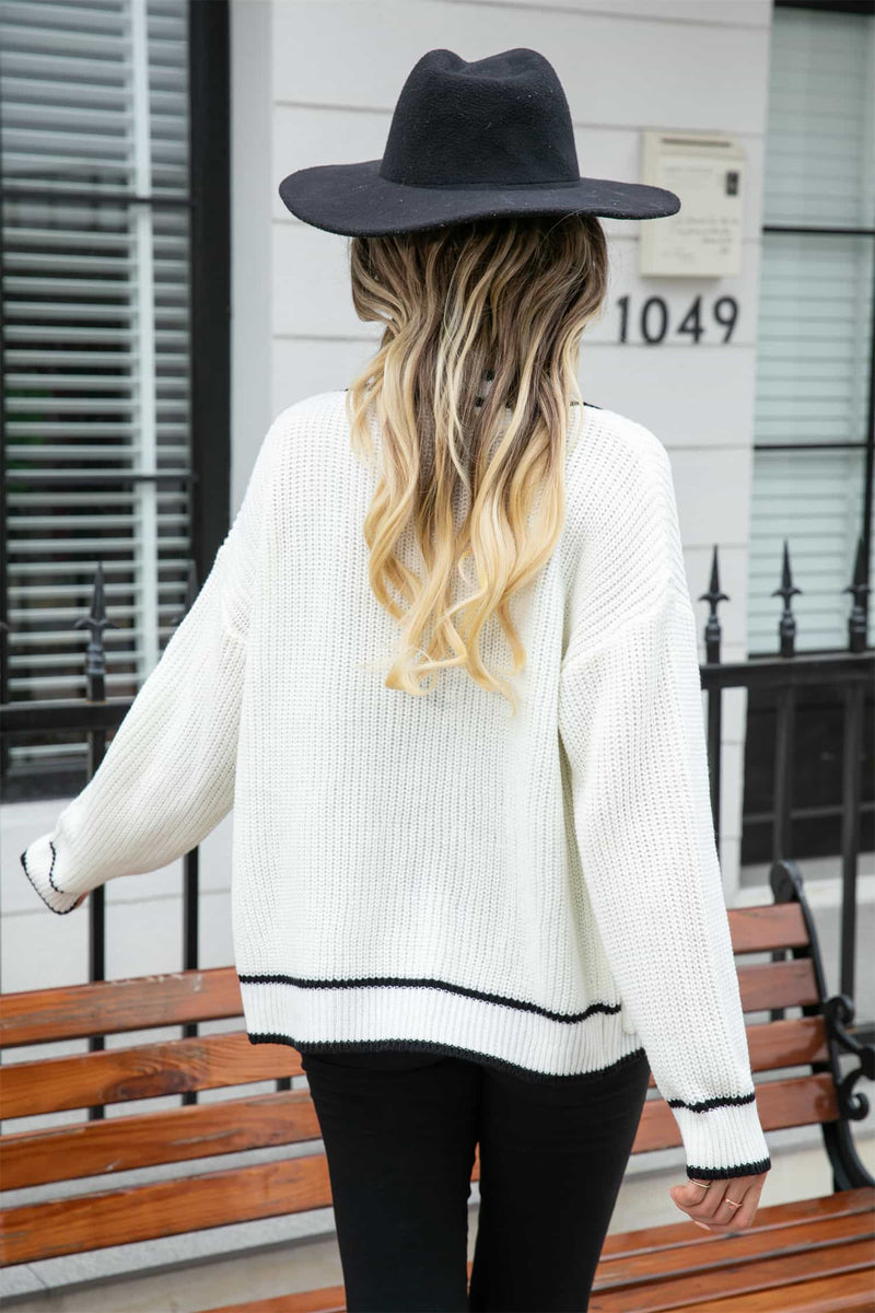 Demi Waffle Knit V-Neck Cardigan with Pocket