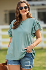 Allie Plus Size Butterfly Sleeve Round Neck Top