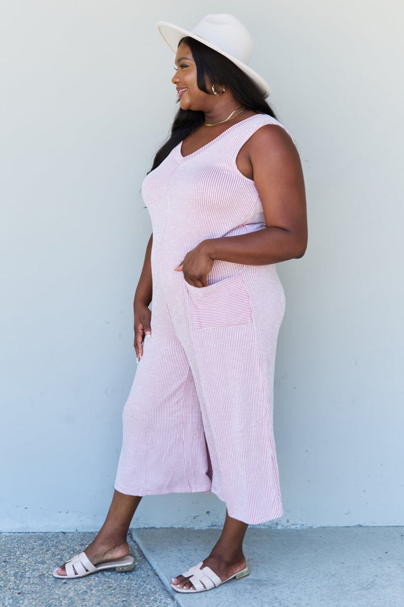 Gabriela Plus Size Stripe Printed Knit Jumpsuit