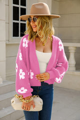 Kasey Floral Open Front Fuzzy Cardigan