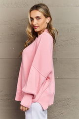 Samira Slouchy Side Slit Sweater in Pink