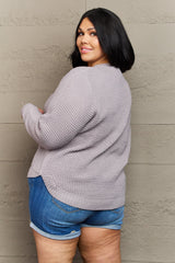 Ashlyn Plus Size High Low Waffle Knit Sweater
