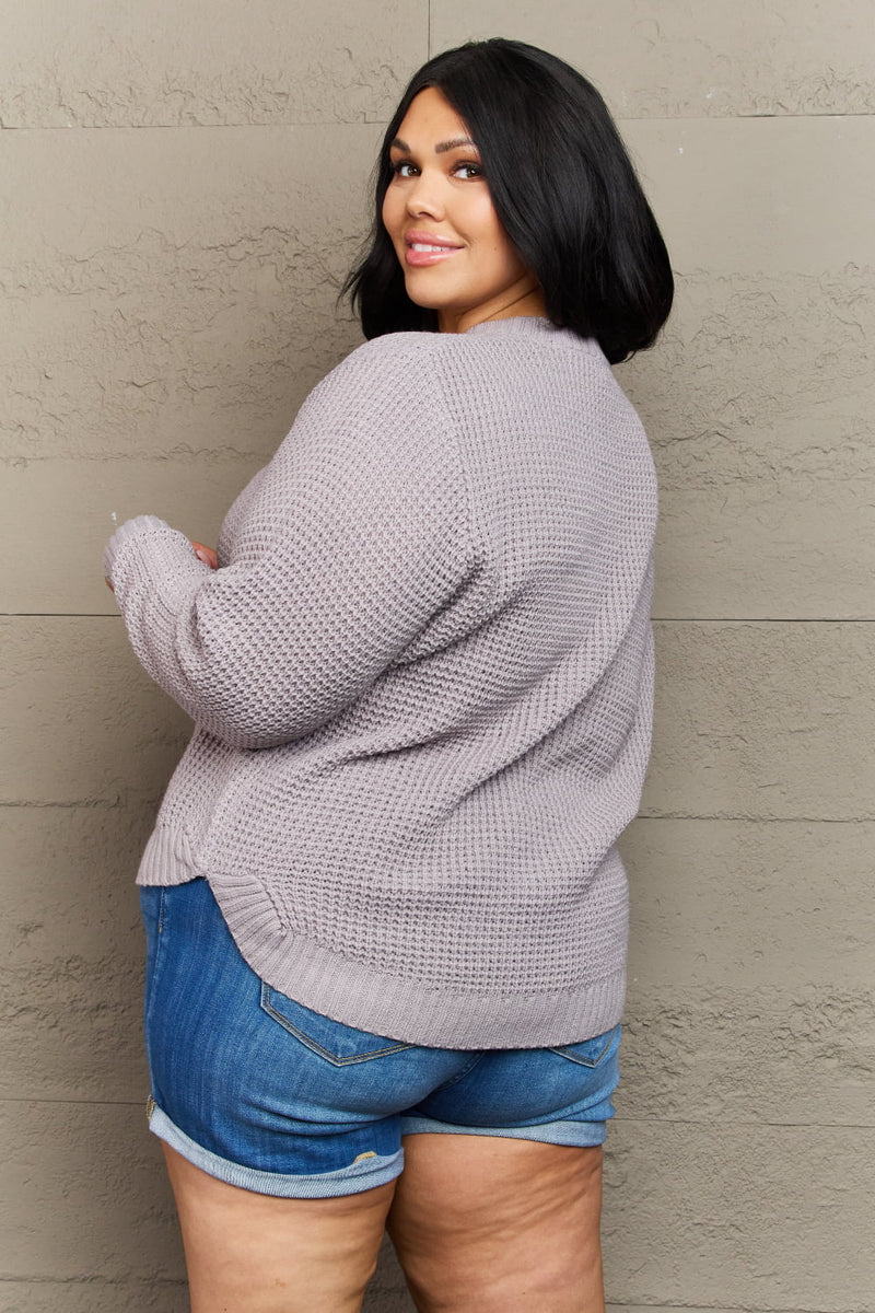 Ashlyn Plus Size High Low Waffle Knit Sweater