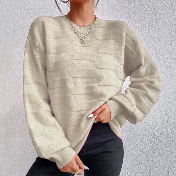 Kaiya Round Neck Dropped Shoulder Sweater