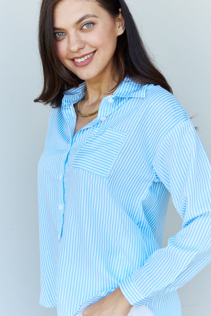 Philippa Striped Button Down Shirt Top