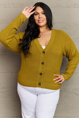 Zenana Full Size Button Down Cardigan in Chartreuse