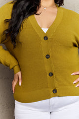Zenana Full Size Button Down Cardigan in Chartreuse