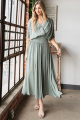Quinn Full Size Napa Valley Gauze Surplice Midi Dress