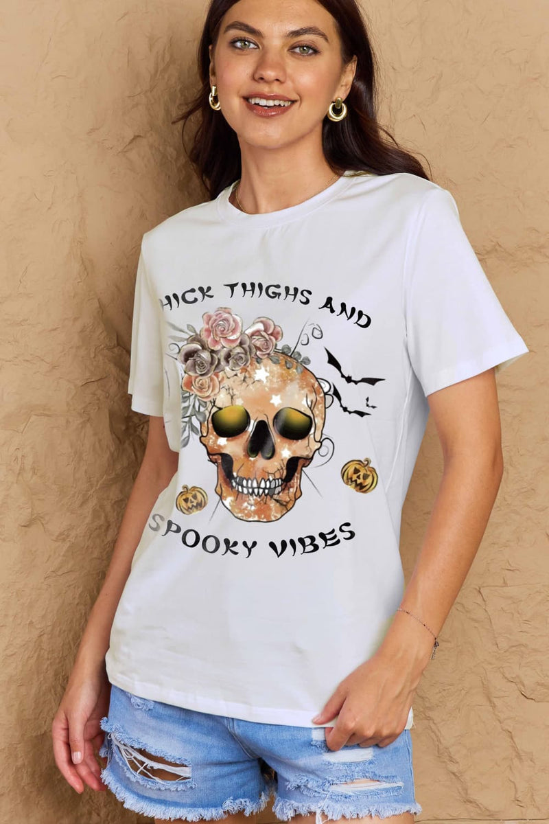 Adrianna Full Size THICK THIGHS AND SPOOKY VIBES Graphic Cotton T-Shirt
