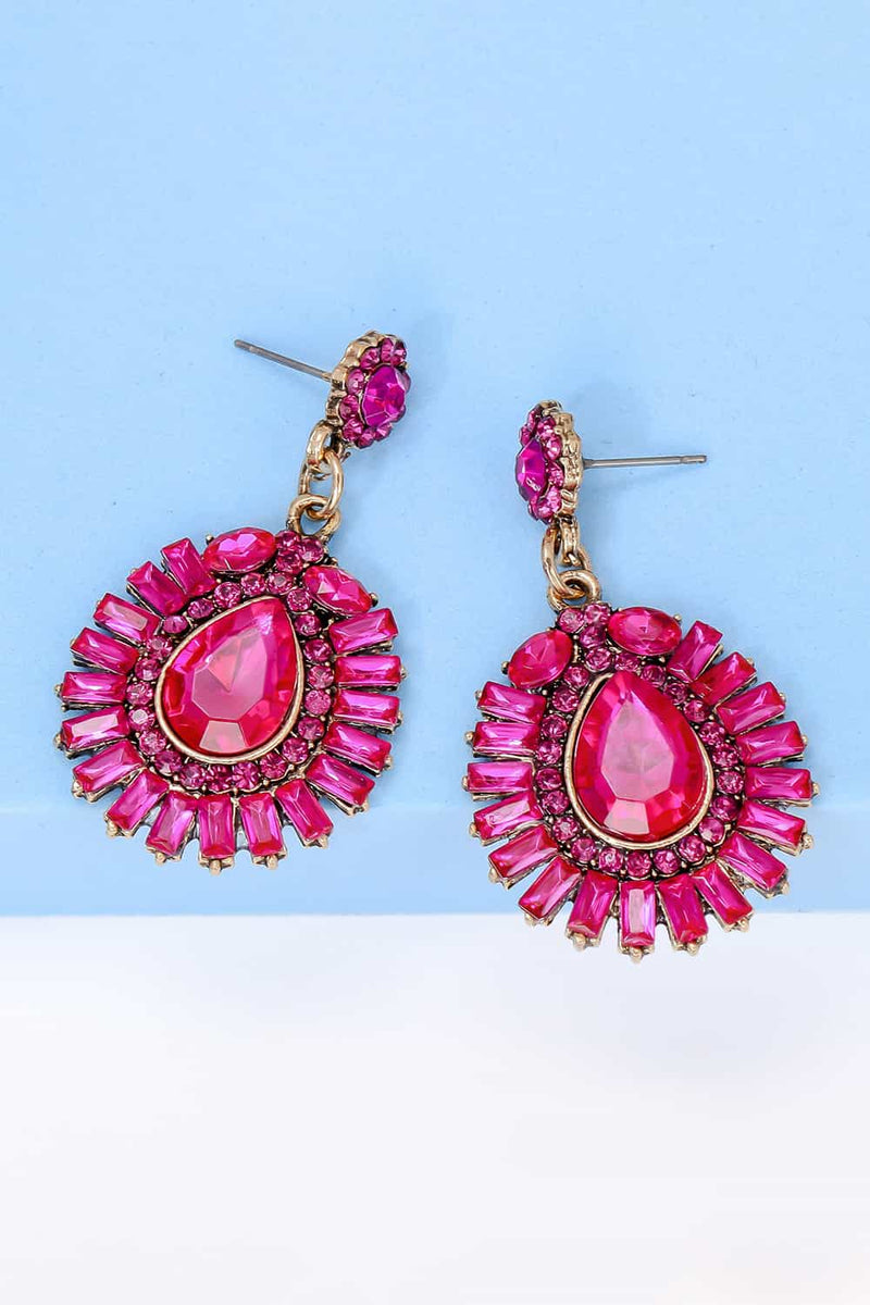Blake Teardrop Shape Glass Stone Dangle Earrings
