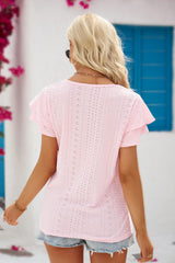 Beatrix Tie-Neck Flutter Sleeve Blouse