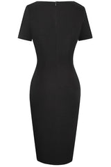 Kataleya Two-Tone Round Neck Short Sleeve Slit Dress