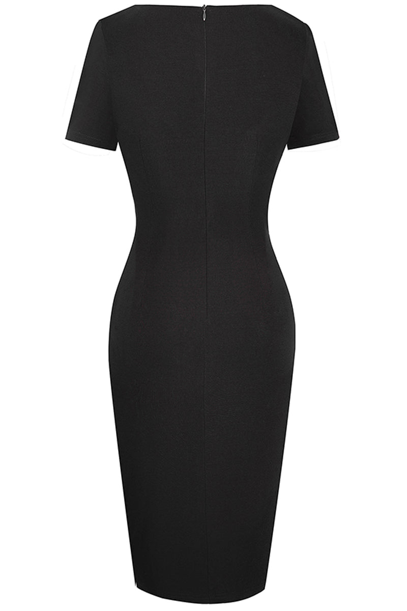 Kataleya Two-Tone Round Neck Short Sleeve Slit Dress