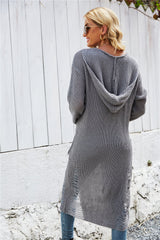 Sariyah Open Front Long Sleeve Hooded Cardigan