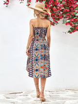 Tiana Printed Strapless Tie Belt Dress