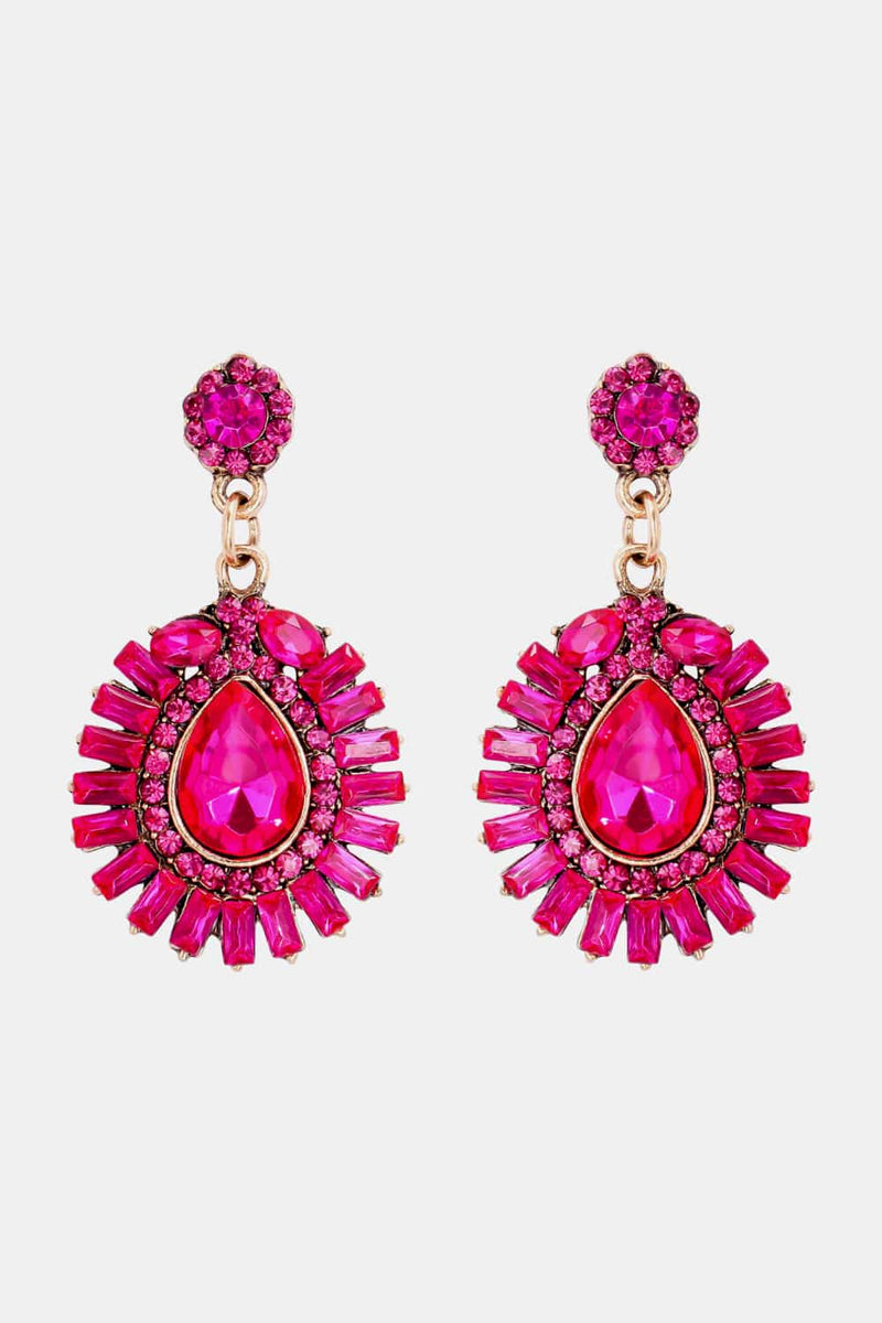 Blake Teardrop Shape Glass Stone Dangle Earrings