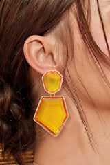 Luisa Geometrical Shape Zinc Alloy Frame Resin Dangle Earrings