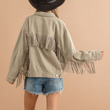 Amara Fringe Detail Dropped Shoulder Denim Jacket