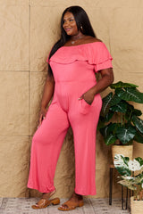 Adora Full Size Off-Shoulder Jumpsuit with Pockets